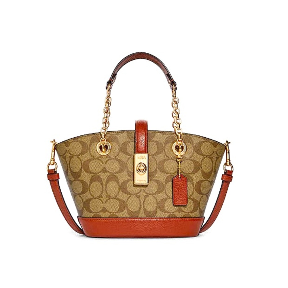 Coach Tan and Brown Signature Shoulder Bag